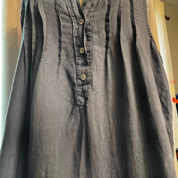 COPY - Women Blue Linen Sleeveless Midi Dress 2X  Rosemarine Plus Size Italy Su… - Picture 4 of 14